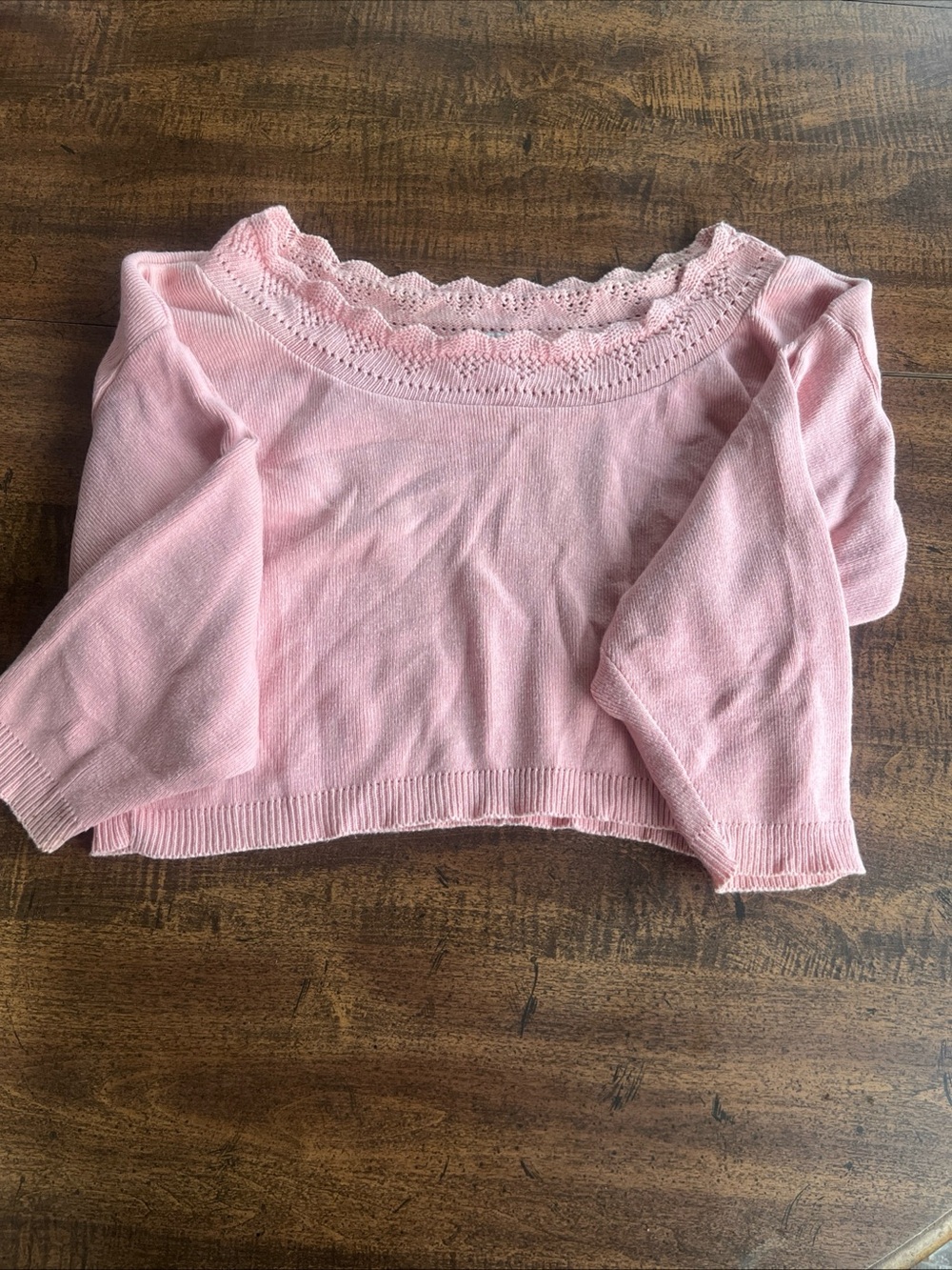 Vintage Big City Pink Cropped Sweater Medium Cottagecore Coquette USA Cotton